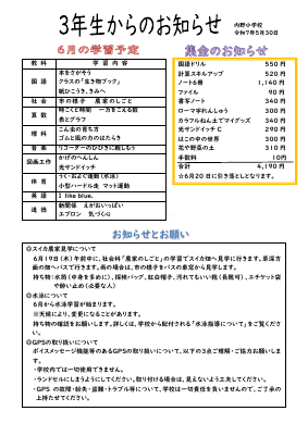 ３学年便り　６月.pdfの1ページ目のサムネイル